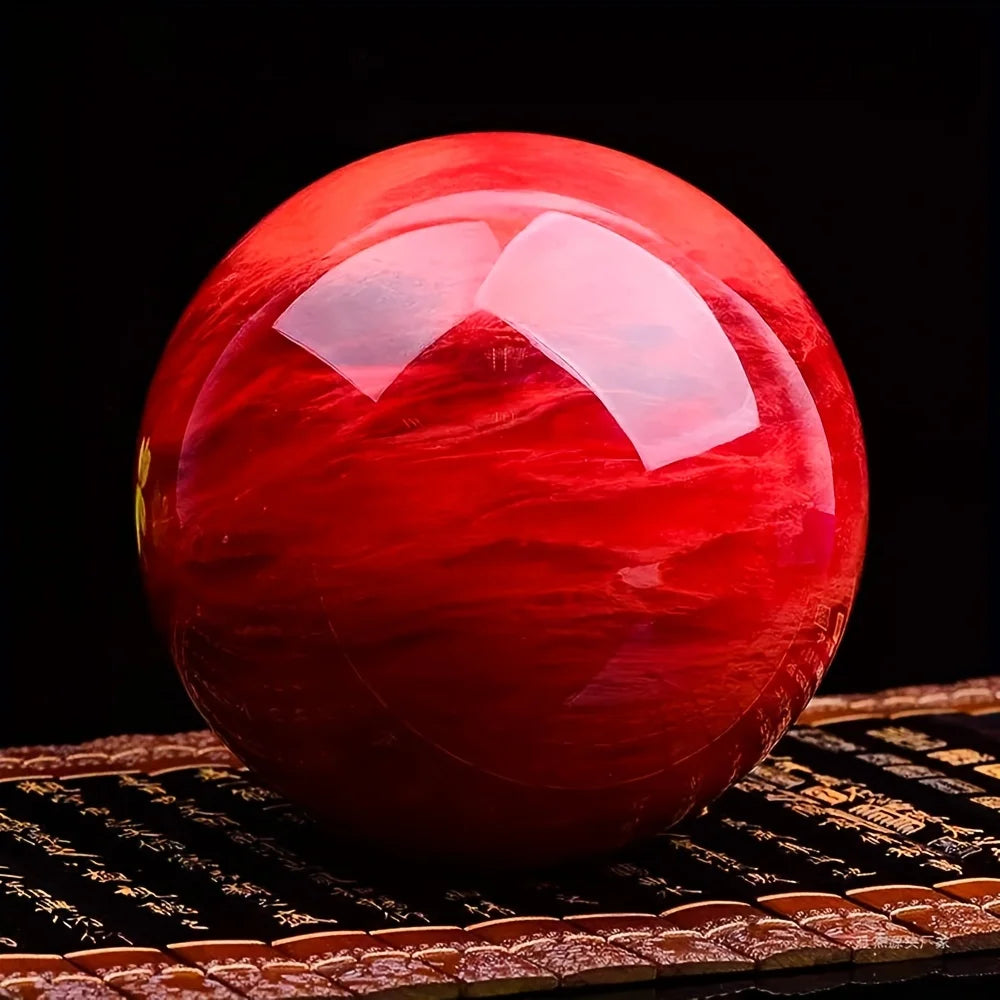 Red Nephrite Quartz Sphere — Wellness & Healing Decor, premium quality view