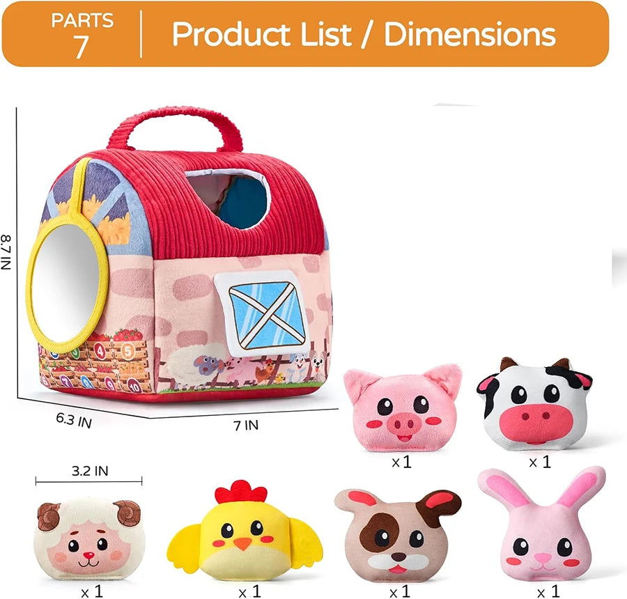 Montessori Farm Sensory Toy — Soft Stuffed Animals & Barn, thoughtful detail