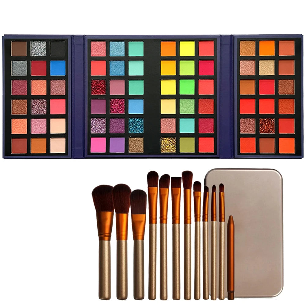Eyeshadow Palette — 72 Vibrant Matte & Shimmer Shades, soft texture detail