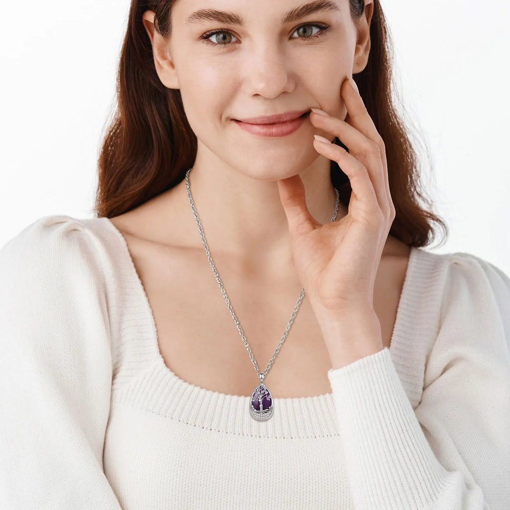 Tree of Life Amethyst Necklace — Nurturing Spirit, lifestyle setting