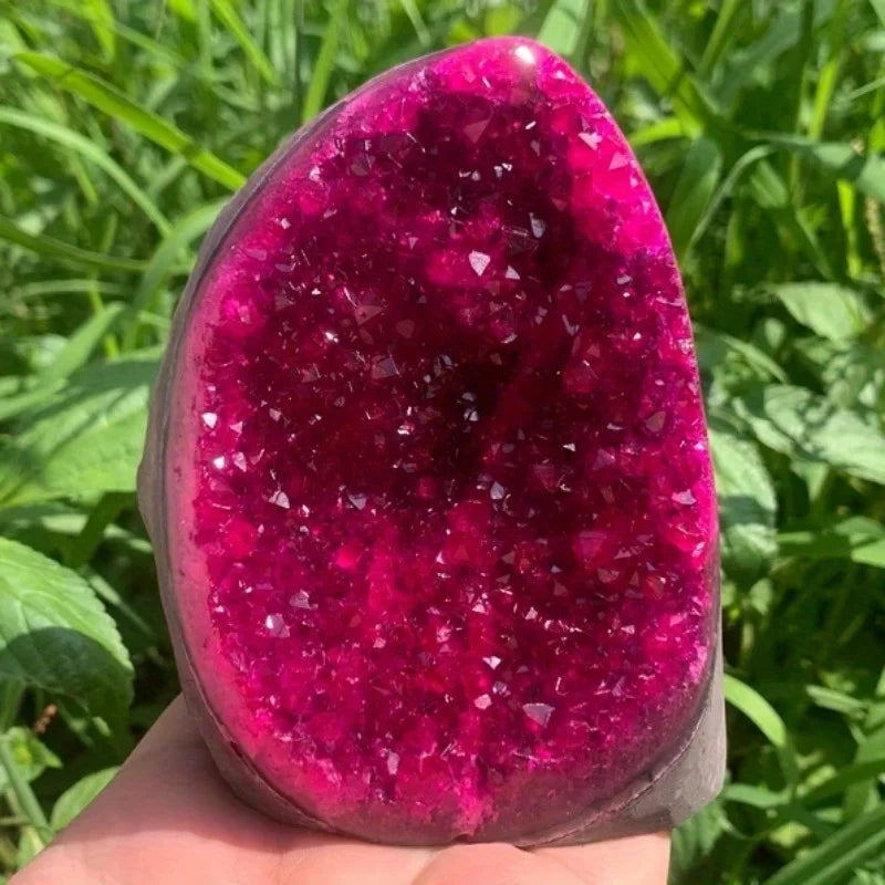 Pink Geode Quartz Cluster — Wellness Home Decor, lifestyle setting