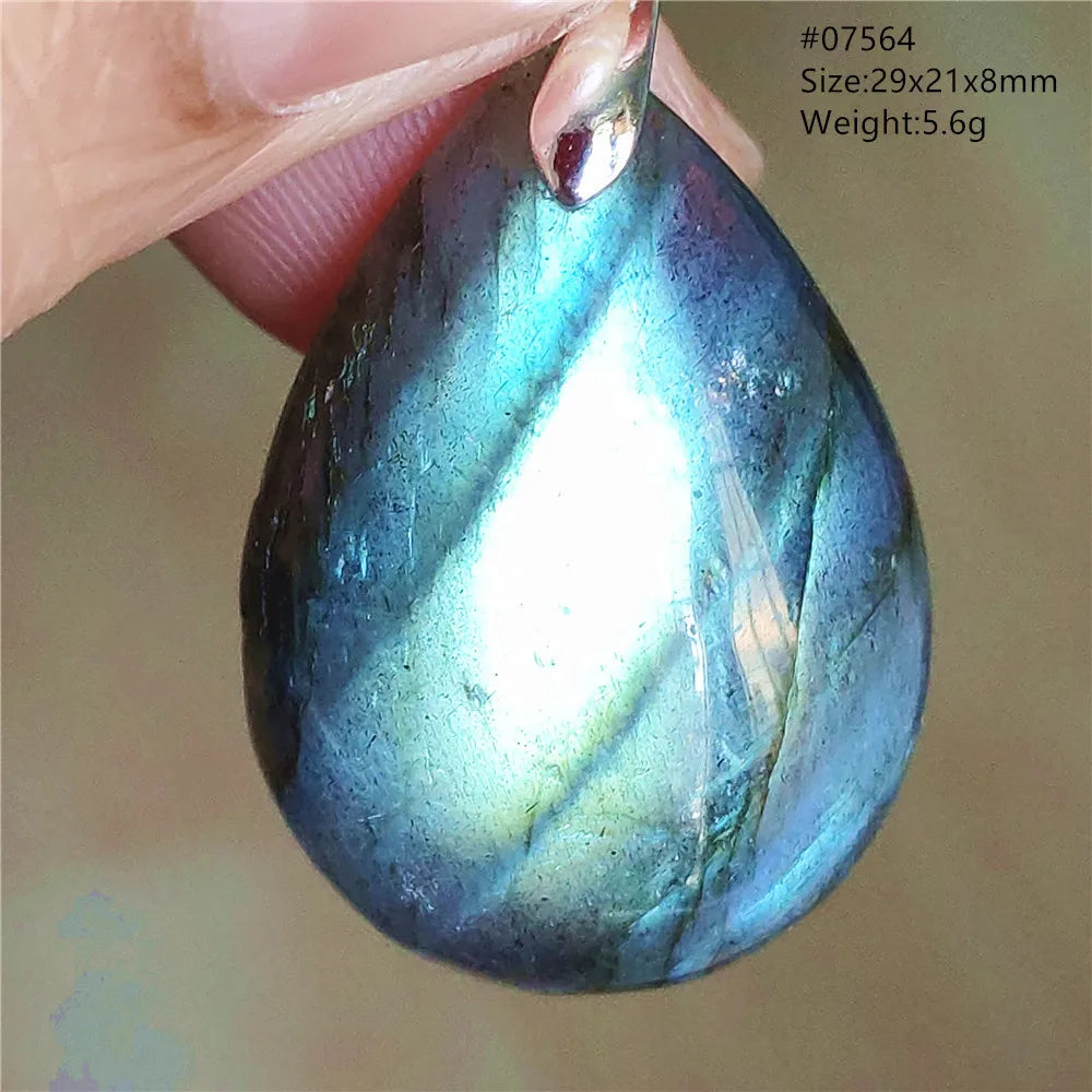 Labradorite Teardrop Pendant — A Soothing Blue Gemstone, top view