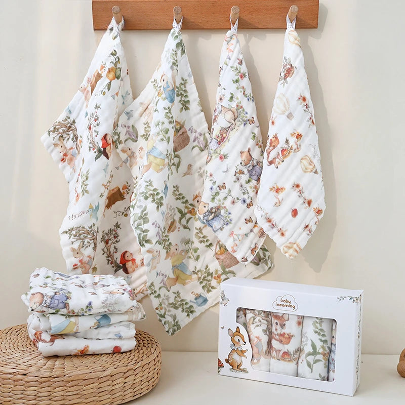 Muslin Baby Towel Set — 3/5pc 6-Layer Cotton Gauze