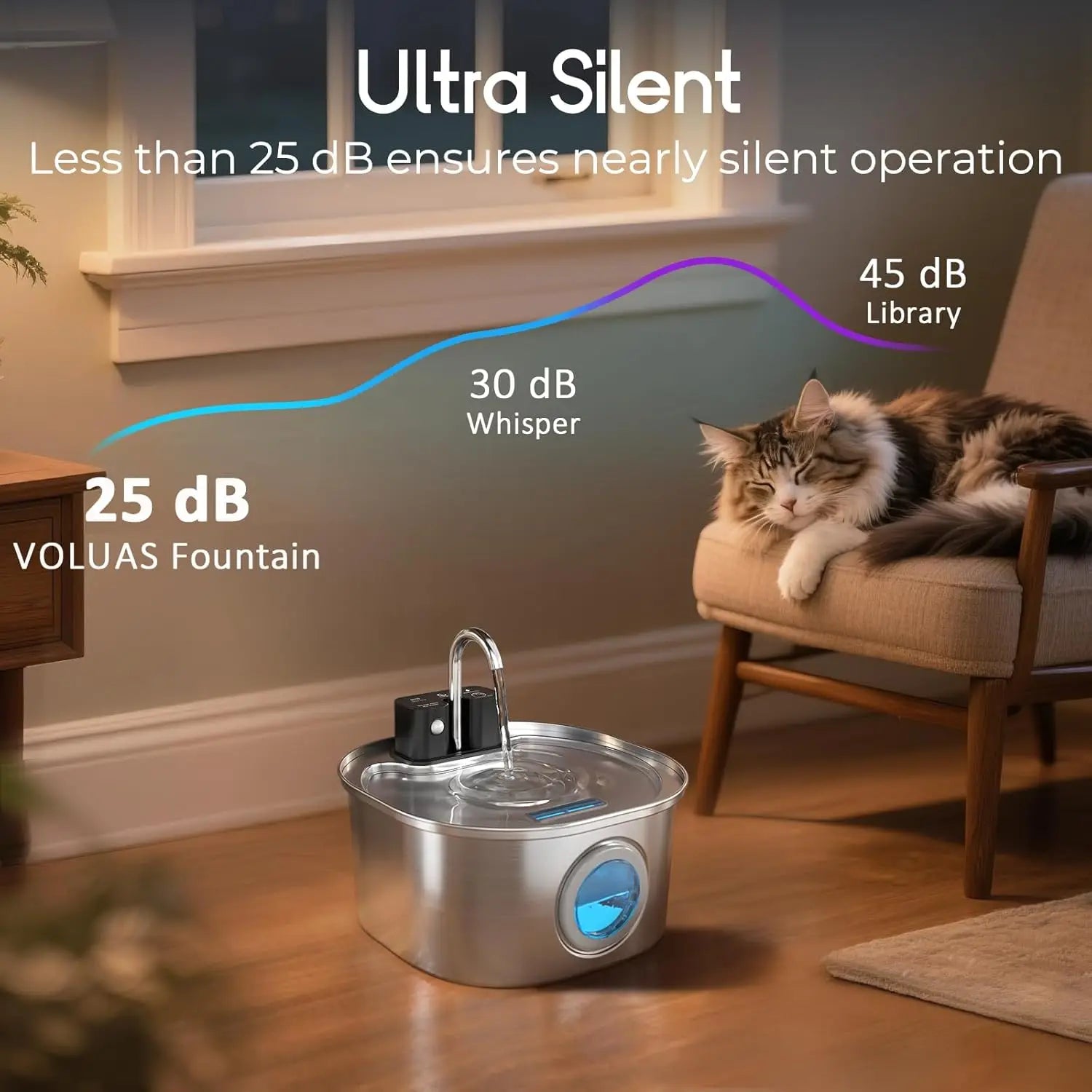 Pet Water Fountain — Wireless Sensor, Stainless Steel 3L, premium quality view