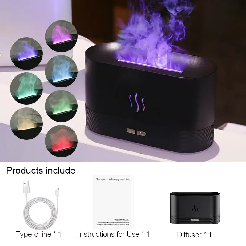 Aroma Diffuser with Flame Effect — Gentle Humidifying Mist, elegant display
