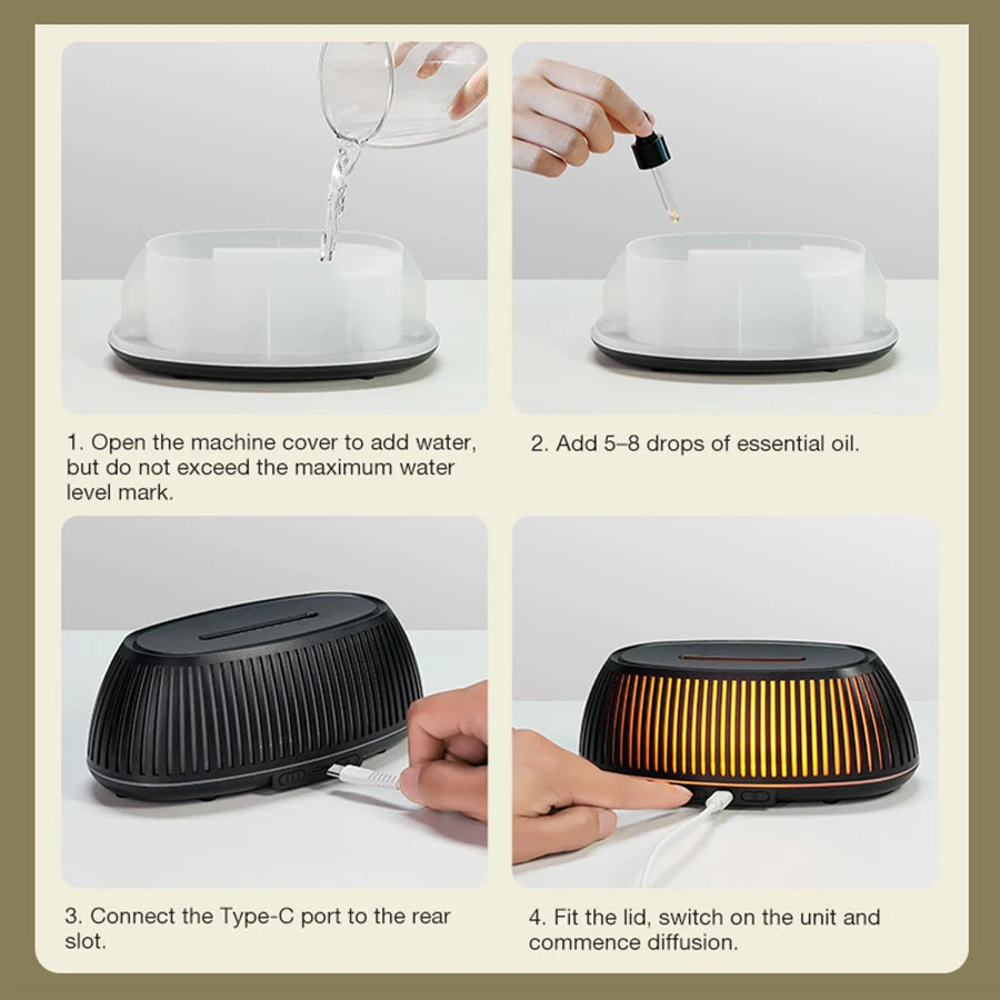 Flame Aroma Diffuser — Soothing Mist & Glow, lifestyle setting